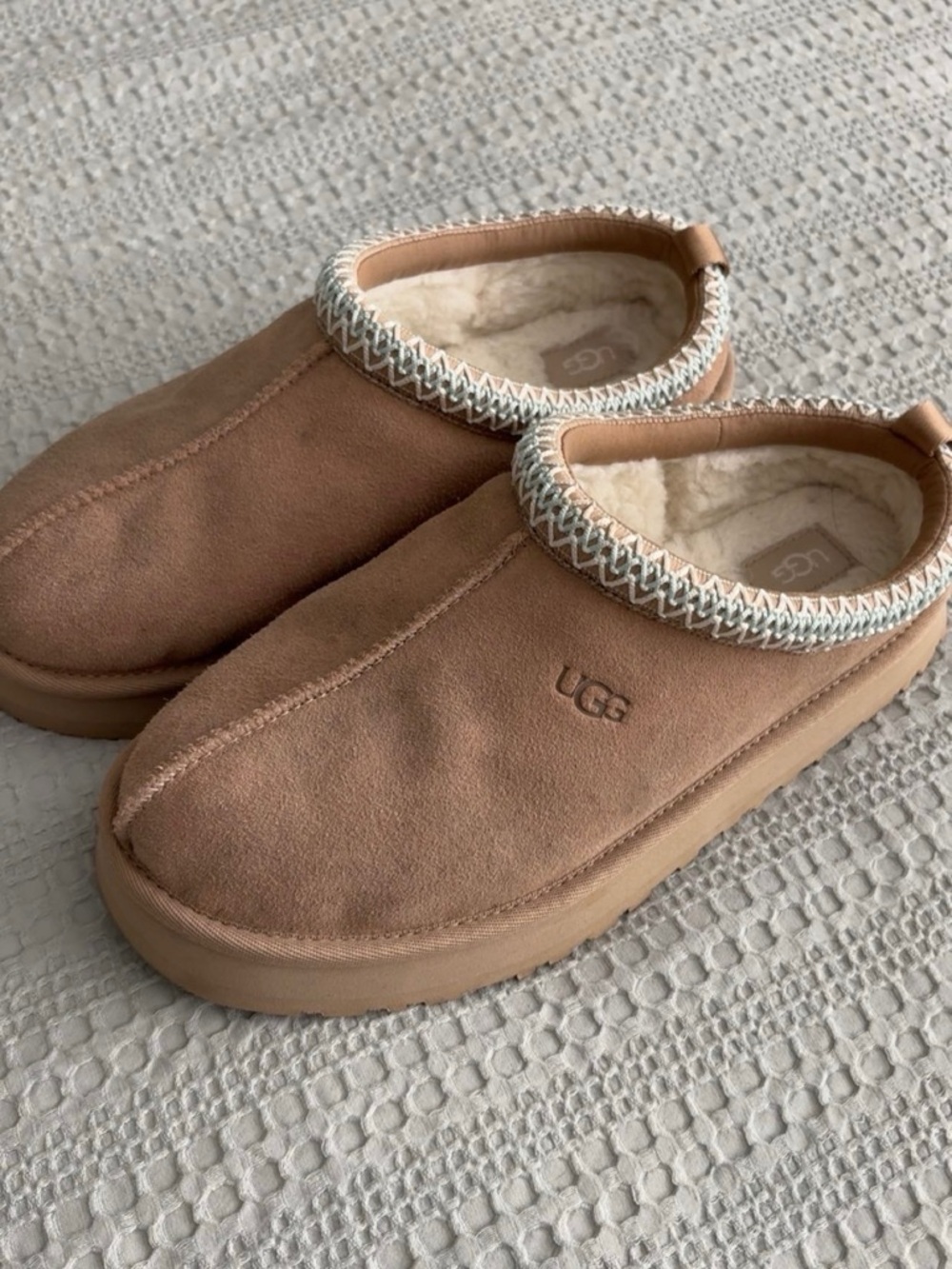UGG Chestnut Suede Shearling Mule Slippers